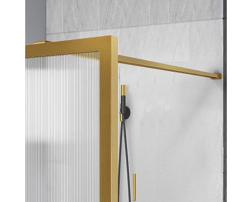 Душевая перегородка Vincea Walk-In 120 VSW-1HP120FLBG профиль Брашированное золото стекло рифленое