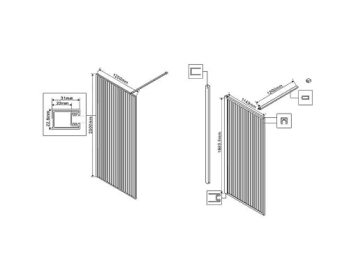 Душевая перегородка Vincea Walk-In 120 VSW-1HP120FLBG профиль Брашированное золото стекло рифленое