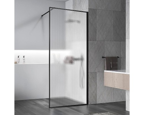 Душевая перегородка Vincea Walk-In 110 VSW-1HP110FLB профиль Черный матовый стекло рифленое