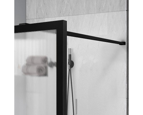 Душевая перегородка Vincea Walk-In 110 VSW-1HP110FLB профиль Черный матовый стекло рифленое
