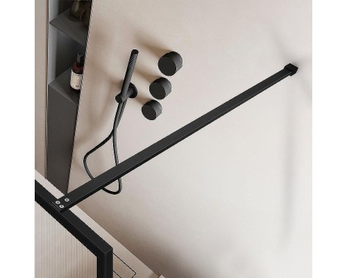 Душевая перегородка Vincea Walk-In 110 VSW-1HP110FLB профиль Черный матовый стекло рифленое