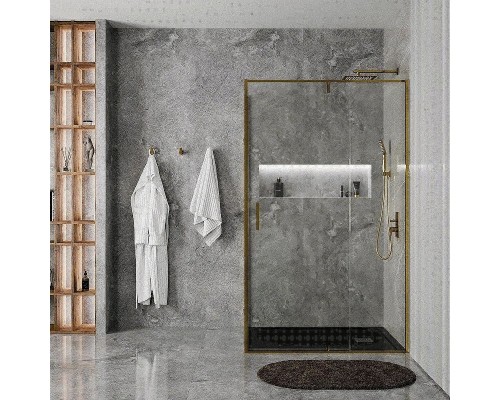 Душевая стенка WasserKRAFT Aisch 100 55P10-RP100 профиль Золото матовое стекло прозрачное