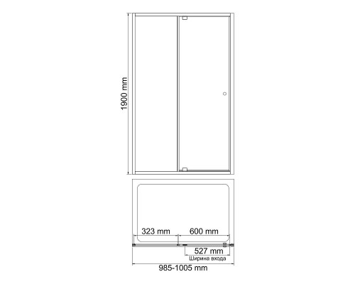 Душевая дверь WasserKRAFT Aula 100 11P12 профиль Хром стекло прозрачное