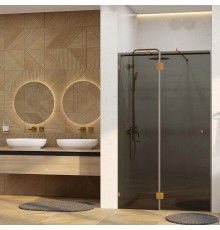 Душевая дверь WasserKRAFT Ems 120 76H05-TG профиль Золото глянцевое стекло тонированное