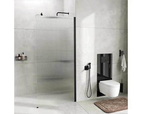 Душевая перегородка WasserKRAFT Rur 90 30W39MB-FL профиль цвет Черный матовый стекло рифленое