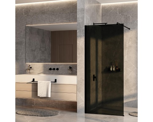 Душевая перегородка WasserKRAFT Rur 90 30W39MB-TG профиль цвет Черный матовый стекло тонированное