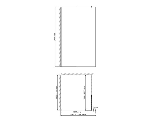 Душевая перегородка WasserKRAFT Rur 120 30W40-FL профиль цвет Хром стекло рифленое