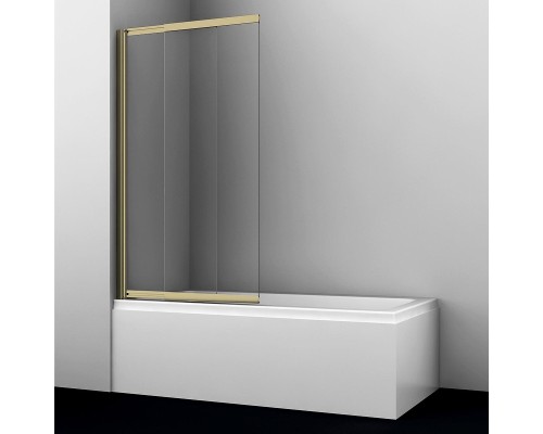Шторка на ванну WasserKRAFT Schunter 100 82S02-80 профиль цвет Золото матовое стекло прозрачное