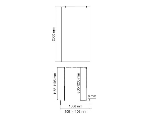 Душевая перегородка WasserKRAFT Vechte 110 60W46BG-FL профиль Золото матовое стекло рифленое