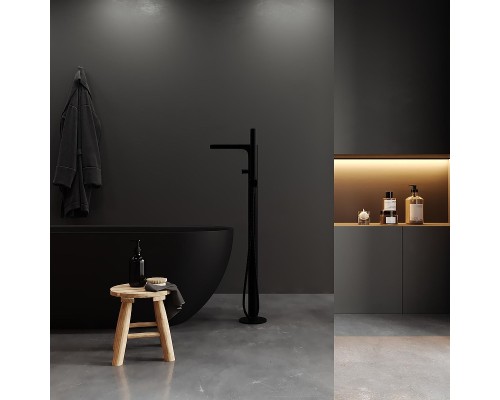 Душевая перегородка WasserKRAFT Vechte 110 60W46MB-MR профиль Черный стекло зеркальное