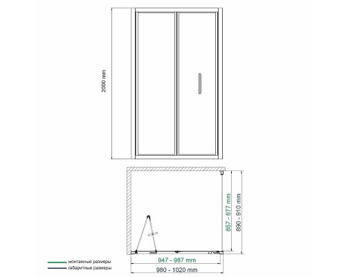 Душевой уголок WasserKRAFT Weser 100x90 78F22 профиль Хром стекло прозрачное