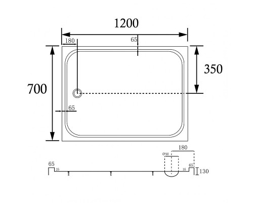 Акриловый поддон для душа Abber 120x70 AD3C127 цвет Белый