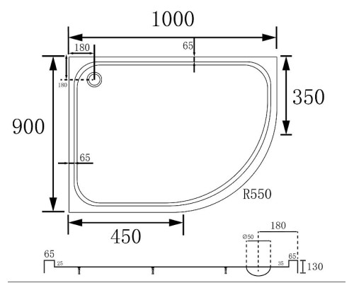 Акриловый поддон для душа Abber 100х90 AD3E109 L цвет Белый