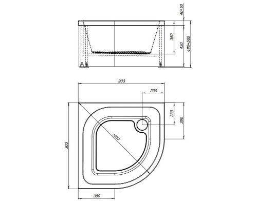 Акриловый поддон для душа Aquanet Optimal 90х90 293357 цвет Белый