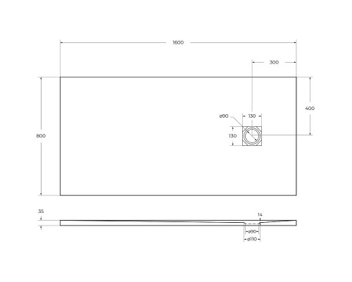 Душевой поддон из искусственного камня BelBagno Uno 160x80 TRAY-MR-UNO-AH-160/80-35-W-NO Белый