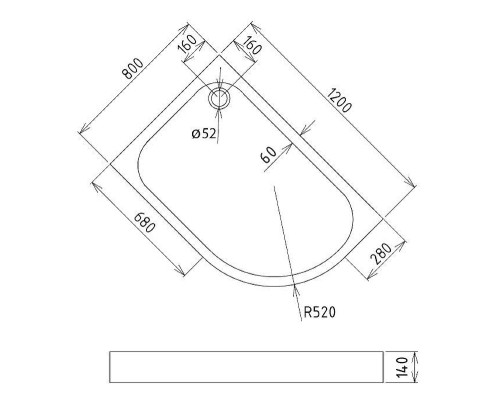 Акриловый поддон для душа Gemy Gemy 80x120 ST18 L цвет Белый
