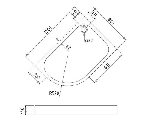Акриловый поддон для душа Gemy Gemy 80x120 ST18 R цвет Белый