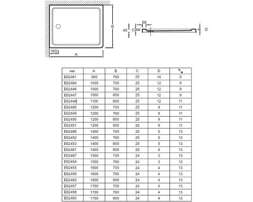 Душевой поддон из материала Flight Jacob Delafon Flight 100х70 E62484-00 цвет Белый