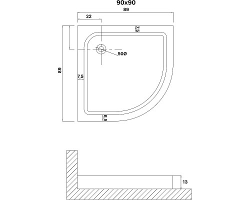 Душевой поддон из АБС-пластика Niagara Eco 90х90 NG-P9090-14 цвет Белый