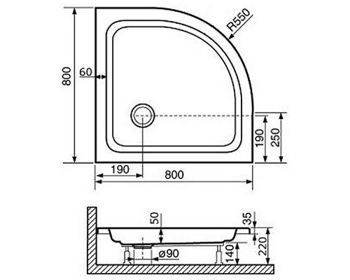 Акриловый поддон для душа RGW Acrylic Style P 80x80 16180488-11 Белый