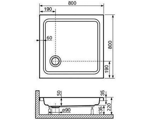 Акриловый поддон для душа RGW Acrylic Style 80x80 16180188-11 Белый