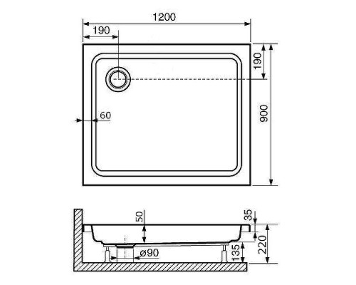 Акриловый поддон для душа RGW Acrylic Style 120x90 16180292-11 Белый
