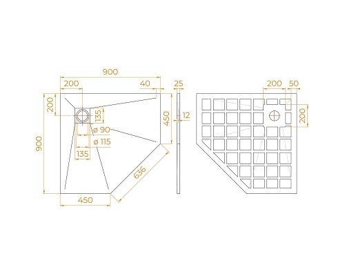 Душевой поддон из искусственного камня RGW Stone Tray 90x90 14155099-02-11 цвет Графит Серый