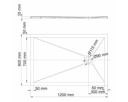 Душевой поддон из искусственного камня WasserKRAFT Dill 120x80 61T06 Черный матовый