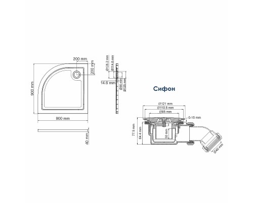 Душевой поддон из стеклопластика WasserKRAFT Salm 90x90 27T01 Белый глянец