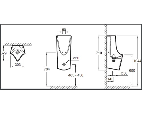 Писсуар Jacob Delafon Struktura EZA222-00 подвесной цвет Белый
