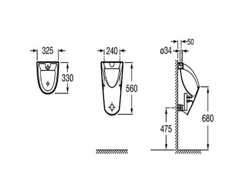 Писсуар Roca Chic 35945L000 с внешним подводом воды