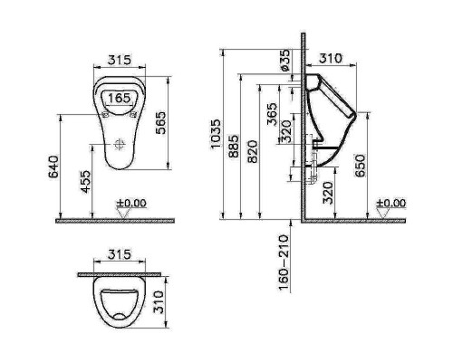 Писсуар Vitra Arkitekt 6201B003-0199 подвесной Белый