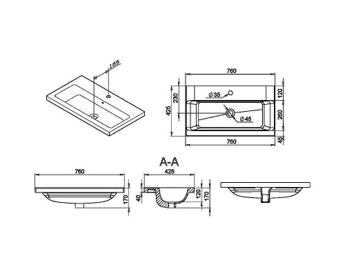 Раковина AM.PM Gem 76 M90WCC0752WG Белая