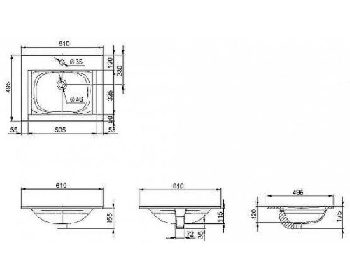 Раковина AM.PM Spirit V2.0 61 M70AWCC0602WG Белая