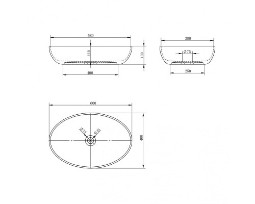 Раковина-чаша Abber Karbon 60 AK2041 Черная
