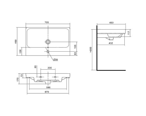 Раковина Aquaton Santek Адриана 70 1WH501628 Белая