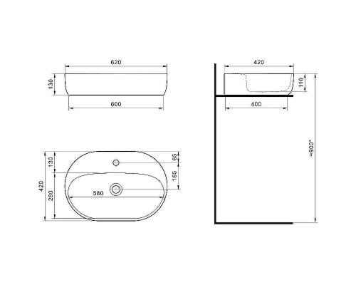 Раковина Aquaton Santek Одри Round 62 1WH501710 Белая