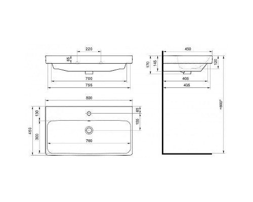 Раковина Aquaton Santek Адриана 80 1WH501772 Белая