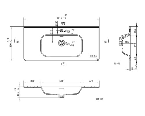 Раковина Brevita Onda 100 B-OND100-01 цвет Белый