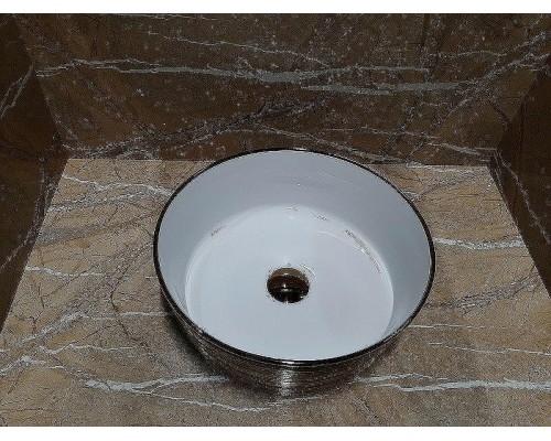 Раковина-чаша CeramaLux 37 C1055 Бело-золотая