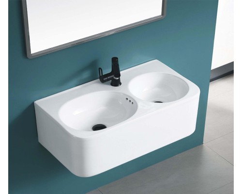 Раковина CeramaLux 75 A1006 двойная Белая глянцевая