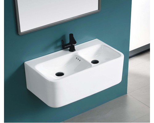 Раковина CeramaLux 75 A1007 двойная Белая глянцевая