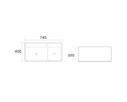 Раковина CeramaLux 75 A1007 двойная Белая глянцевая