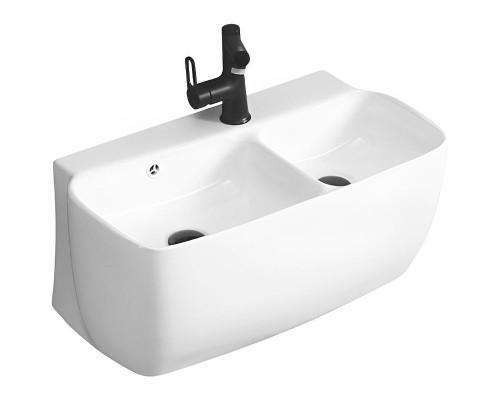 Раковина CeramaLux 68 A1009 двойная Белая глянцевая