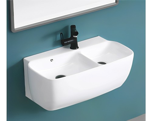 Раковина CeramaLux 68 A1009 двойная Белая глянцевая