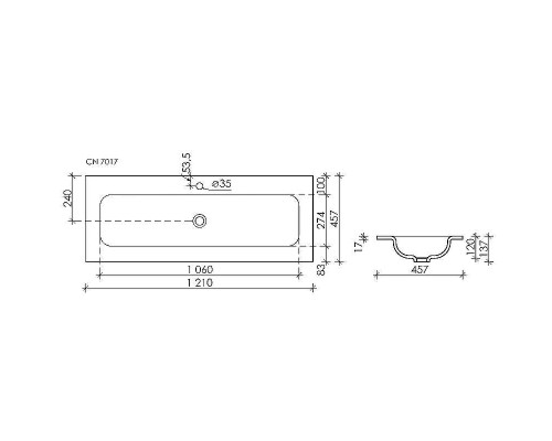 Раковина Ceramicanova Grace 120 CN7017MB Черная матовая