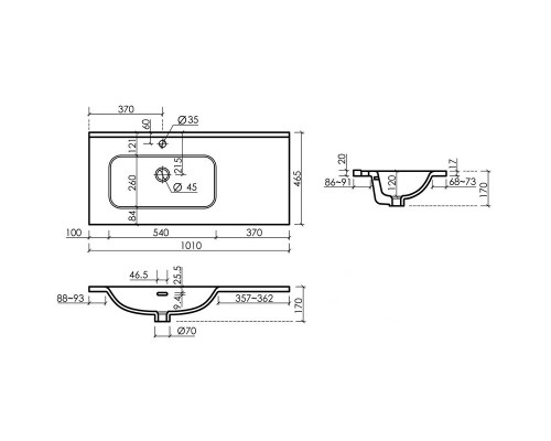 Раковина Ceramicanova Element 100 L CN7003L Белая