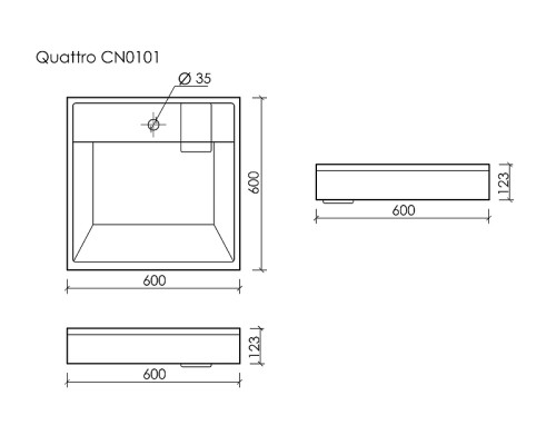 Раковина Ceramicanova Quattro 60 CN0101 на стиральную машину цвет Белый