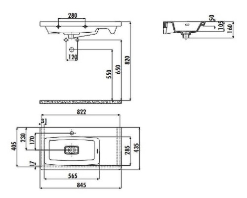 Раковина Creavit Memory 85 L MY085-00CB00E-0000 Белая
