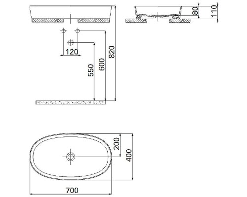 Раковина-чаша Creavit Loop 70 LP170-00CB00E-0000 Белая